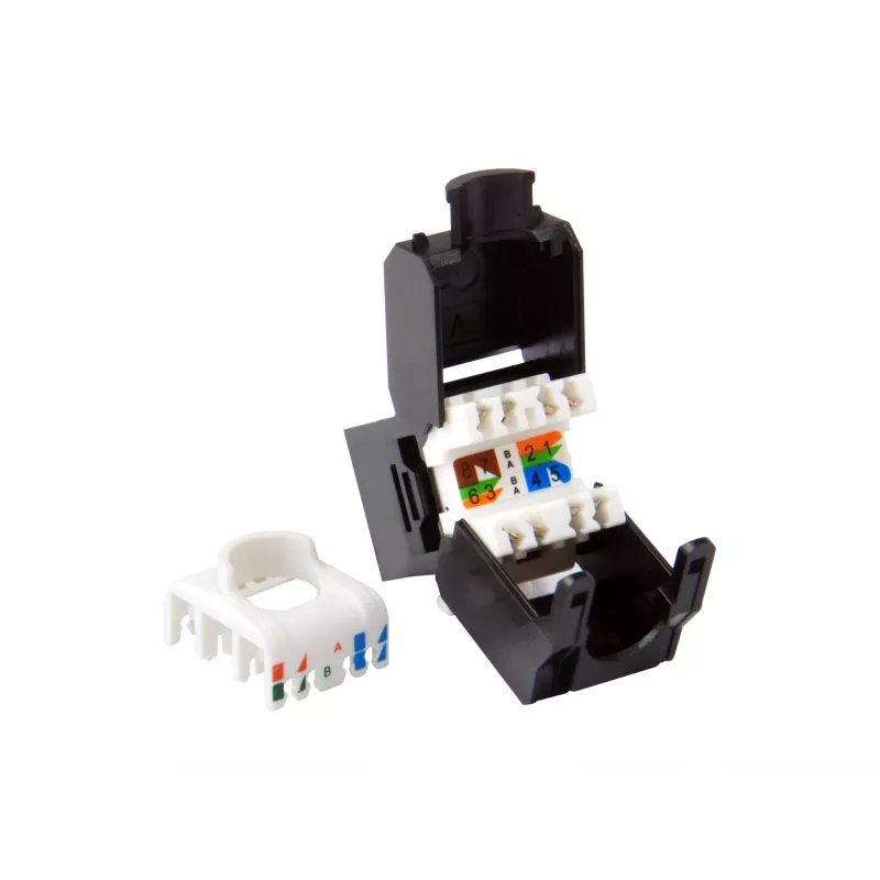 Equip Cat.6A Ungeschirmter Keystone Jack werkzeugfrei, RJ-45, LSA, Schwarz