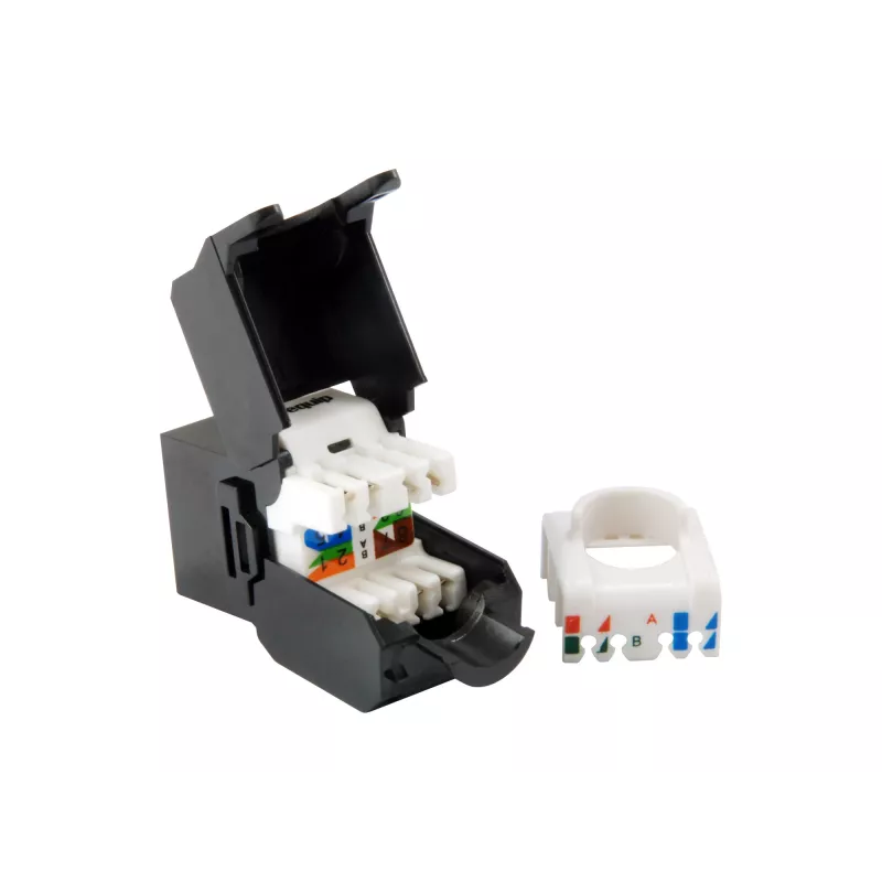 Equip Cat.6A Ungeschirmter Keystone Jack werkzeugfrei, RJ-45, LSA, Schwarz