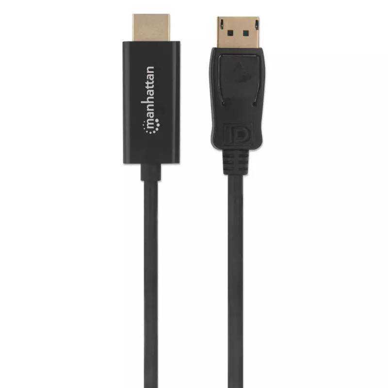 Manhattan DisplayPort 1.1 auf HDMI Kabel, 1080p@60Hz, 1m, Stecker zu Stecker, DP mit Verriegelung, Schwarz, Nicht bidirektional, Drei Jahre Garantie