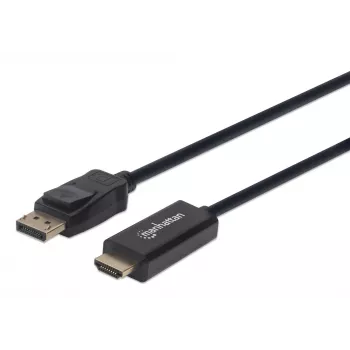 Manhattan DisplayPort 1.1 auf HDMI Kabel, 1080p@60Hz, 1,8m, Stecker auf Stecker, DP mit Verriegelung, Schwarz, nicht bidirektional, drei Jahre Garantie