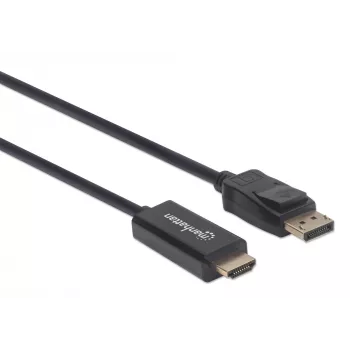 Manhattan DisplayPort 1.1 auf HDMI Kabel, 1080p@60Hz, 1,8m, Stecker auf Stecker, DP mit Verriegelung, Schwarz, nicht bidirektional, drei Jahre Garantie