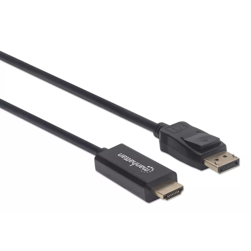 Manhattan DisplayPort 1.1 auf HDMI Kabel, 1080p@60Hz, 1,8m, Stecker auf Stecker, DP mit Verriegelung, Schwarz, nicht bidirektional, drei Jahre Garantie