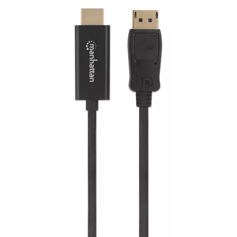 Manhattan DisplayPort 1.1 auf HDMI Kabel, 1080p@60Hz, 1,8m, Stecker auf Stecker, DP mit Verriegelung, Schwarz, nicht bidirektional, drei Jahre Garantie