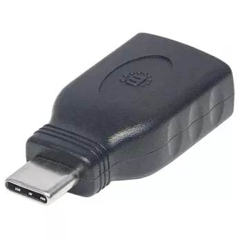 Manhattan USB-C-auf-USB-A-Adapter, Stecker auf Buchse, 5 Gbit/s (USB 3.2 Gen1, auch USB 3.0), SuperSpeed USB, Schwarz, lebenslange Garantie, entspricht USB31CAADG