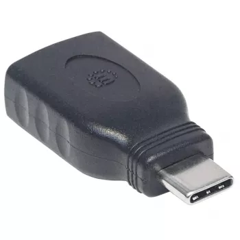 Manhattan USB-C-auf-USB-A-Adapter, Stecker auf Buchse, 5 Gbit/s (USB 3.2 Gen1, auch USB 3.0), SuperSpeed USB, Schwarz, lebenslange Garantie, entspricht USB31CAADG
