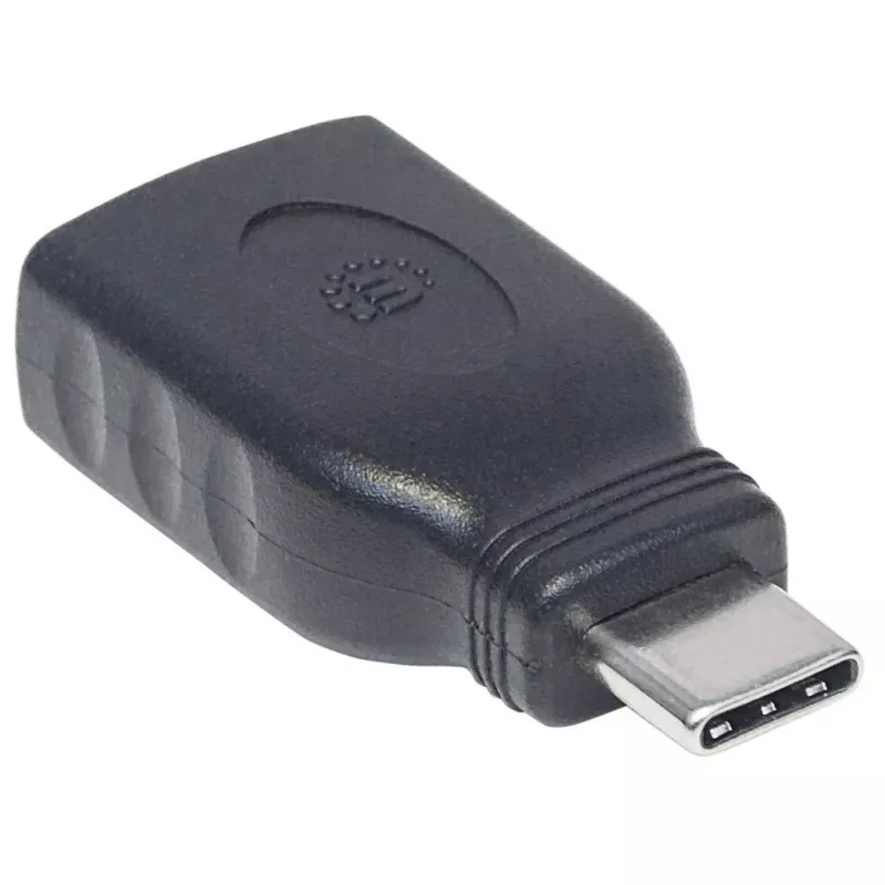 Manhattan USB-C-auf-USB-A-Adapter, Stecker auf Buchse, 5 Gbit/s (USB 3.2 Gen1, auch USB 3.0), SuperSpeed USB, Schwarz, lebenslange Garantie, entspricht USB31CAADG