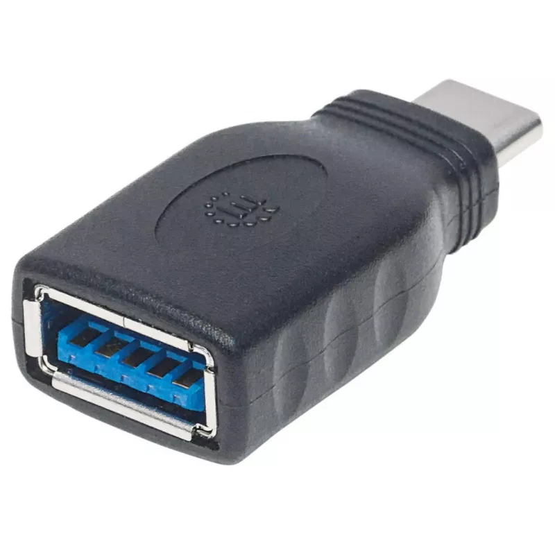 Manhattan USB-C-auf-USB-A-Adapter, Stecker auf Buchse, 5 Gbit/s (USB 3.2 Gen1, auch USB 3.0), SuperSpeed USB, Schwarz, lebenslange Garantie, entspricht USB31CAADG