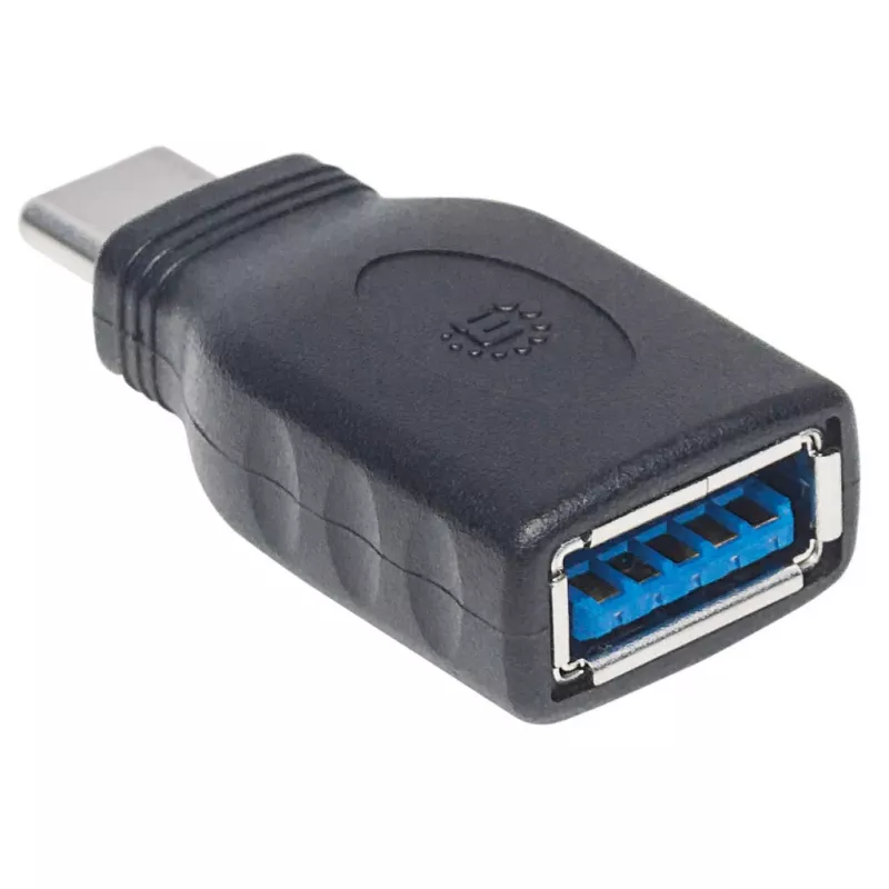 Manhattan USB-C-auf-USB-A-Adapter, Stecker auf Buchse, 5 Gbit/s (USB 3.2 Gen1, auch USB 3.0), SuperSpeed USB, Schwarz, lebenslange Garantie, entspricht USB31CAADG