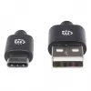 Manhattan USB-C-auf-USB-A-Kabel, 2 m, Stecker auf Stecker, Schwarz, 480 Mbit/s (USB 2.0), Hi-Speed USB, lebenslange Garantie, entspricht USB2AC2M