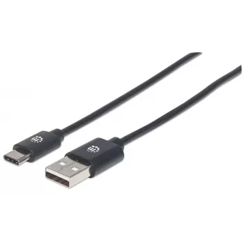 Manhattan USB-C-auf-USB-A-Kabel, 3 m, Stecker auf Stecker, 480 Mbit/s (USB 2.0), Hi-Speed USB, Schwarz, lebenslange Garantie
