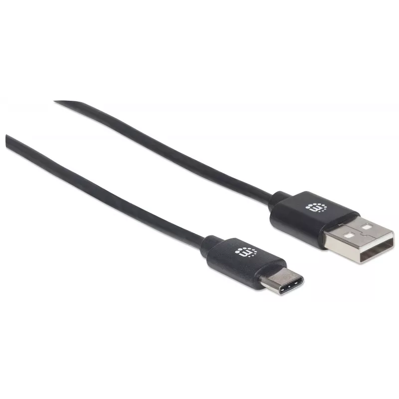 Manhattan USB-C-auf-USB-A-Kabel, 3 m, Stecker auf Stecker, 480 Mbit/s (USB 2.0), Hi-Speed USB, Schwarz, lebenslange Garantie