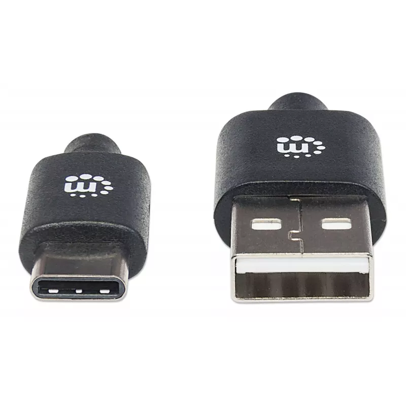 Manhattan USB-C-auf-USB-A-Kabel, 3 m, Stecker auf Stecker, 480 Mbit/s (USB 2.0), Hi-Speed USB, Schwarz, lebenslange Garantie