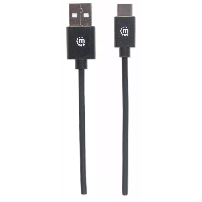 Manhattan USB-C-auf-USB-A-Kabel, 3 m, Stecker auf Stecker, 480 Mbit/s (USB 2.0), Hi-Speed USB, Schwarz, lebenslange Garantie