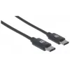 Manhattan USB-C-auf-USB-C-Kabel, 2 m, Stecker auf Stecker, Schwarz, 480 Mbit/s (USB 2.0), 3 A, Hi-Speed USB, lebenslange Garantie, Entspricht USB2CC2M