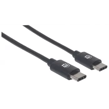Manhattan USB-C-auf-USB-C-Kabel, 2 m, Stecker auf Stecker, Schwarz, 480 Mbit/s (USB 2.0), 3 A, Hi-Speed USB, lebenslange Garantie, Entspricht USB2CC2M