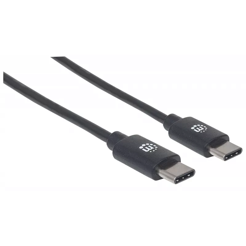 Manhattan USB-C-auf-USB-C-Kabel, 2 m, Stecker auf Stecker, Schwarz, 480 Mbit/s (USB 2.0), 3 A, Hi-Speed USB, lebenslange Garantie, Entspricht USB2CC2M