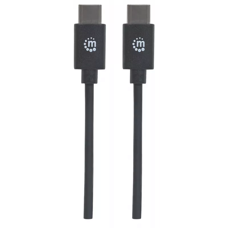 Manhattan USB-C-auf-USB-C-Kabel, 2 m, Stecker auf Stecker, Schwarz, 480 Mbit/s (USB 2.0), 3 A, Hi-Speed USB, lebenslange Garantie, Entspricht USB2CC2M