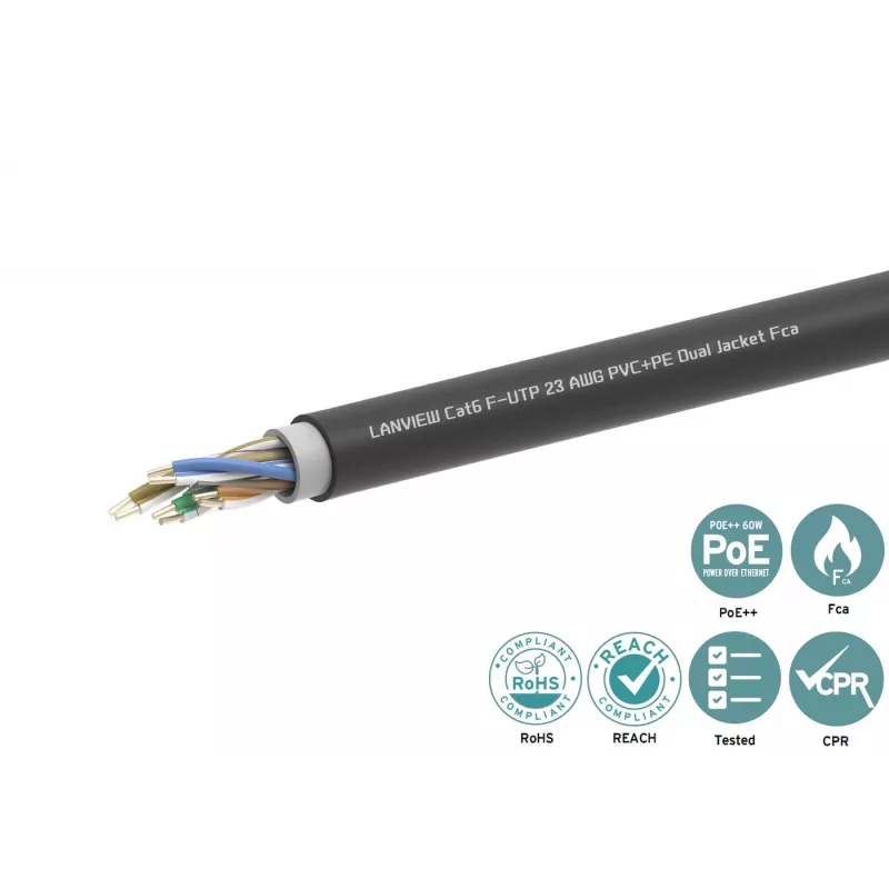 Netzwerkkabel Lanview LVN-CAT6PE-2FUTP RJ45 CAT6 305M Schwarz