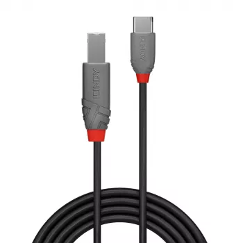 Lindy USB 2.0 Typ C auf B Kabel, 1 m, Anthra Line