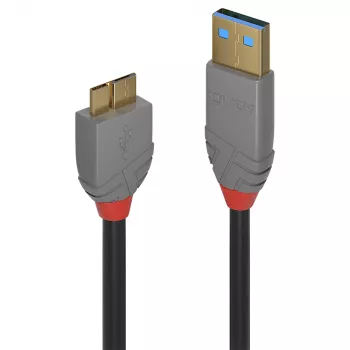 Lindy 1m USB 3.2 Typ A auf Micro-B Kabel, 5Gbit/s, Anthra Line