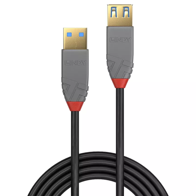 Lindy 0,5 m USB 3.2 Typ-A-Verlängerungskabel, 5 Gbit/s, Anthra Line