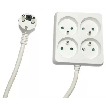 Microconnect MC-PSSQUARE040150FRW Stromverlängerung 1,5 m 4 AC-Steckdosen Innenbereich Weiß