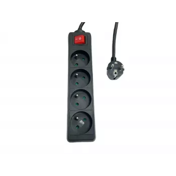 Mehrfachsteckdose MicroConnect MC-PSOO040500FRB 4-fach mit einzelnen Ein-/Ausschaltern