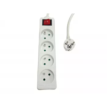 Steckdosenleiste MicroConnect MC-PSOO040500FRW — 4-fach mit einzelnen Ein-/Ausschaltern