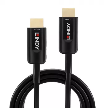 Hybrid-Glasfaser-HDMI-Kabel Lindy 15 m, Ultra High Speed 48 Gbit/s, HDMI 2.1, vergoldete Stecker, schwarz