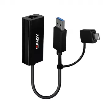 Lindy USB 3.2 Gen 1 Gigabit Ethernet Konverter Kabelgebunden USB Ethernet 5000 Mbit/s Schwarz