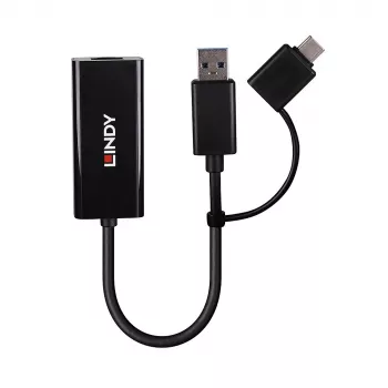 Lindy USB 3.2 Gen 1 Gigabit Ethernet Konverter Kabelgebunden USB Ethernet 5000 Mbit/s Schwarz