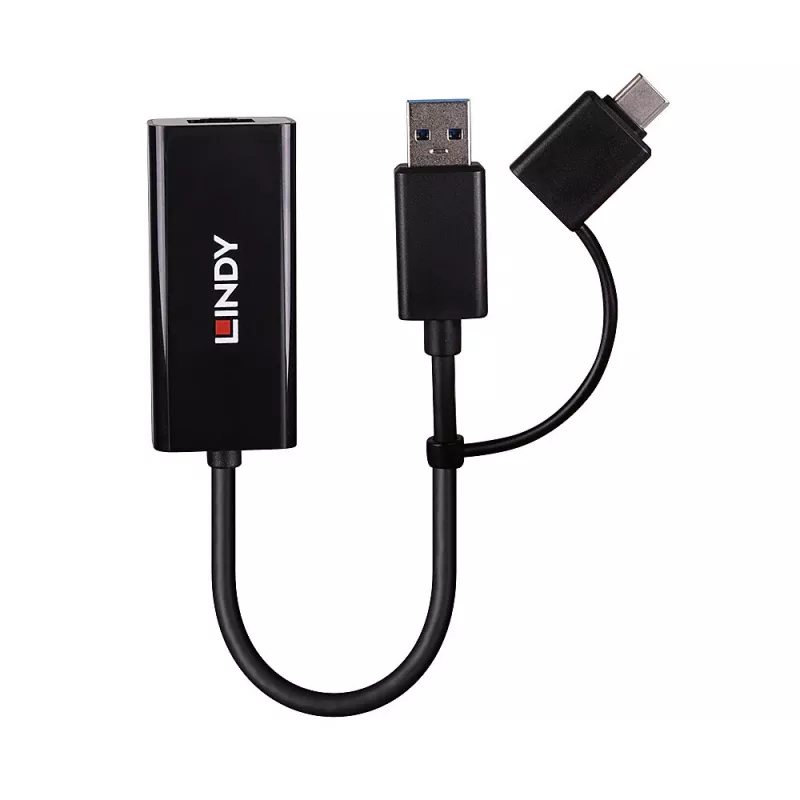 Lindy USB 3.2 Gen 1 Gigabit Ethernet Konverter Kabelgebunden USB Ethernet 5000 Mbit/s Schwarz
