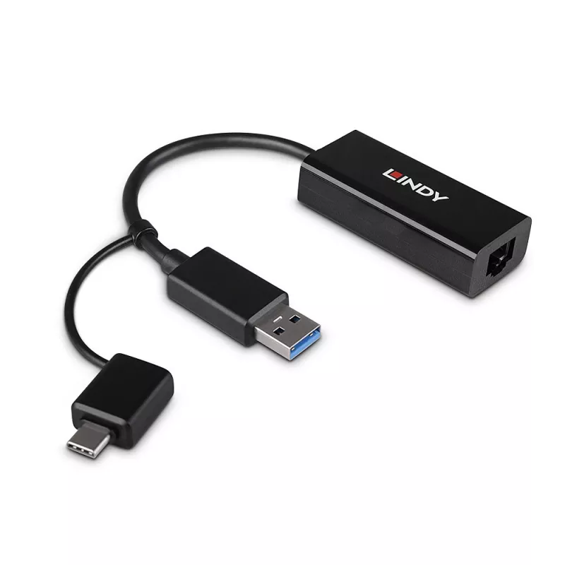 Lindy USB 3.2 Gen 1 Gigabit Ethernet Konverter Kabelgebunden USB Ethernet 5000 Mbit/s Schwarz