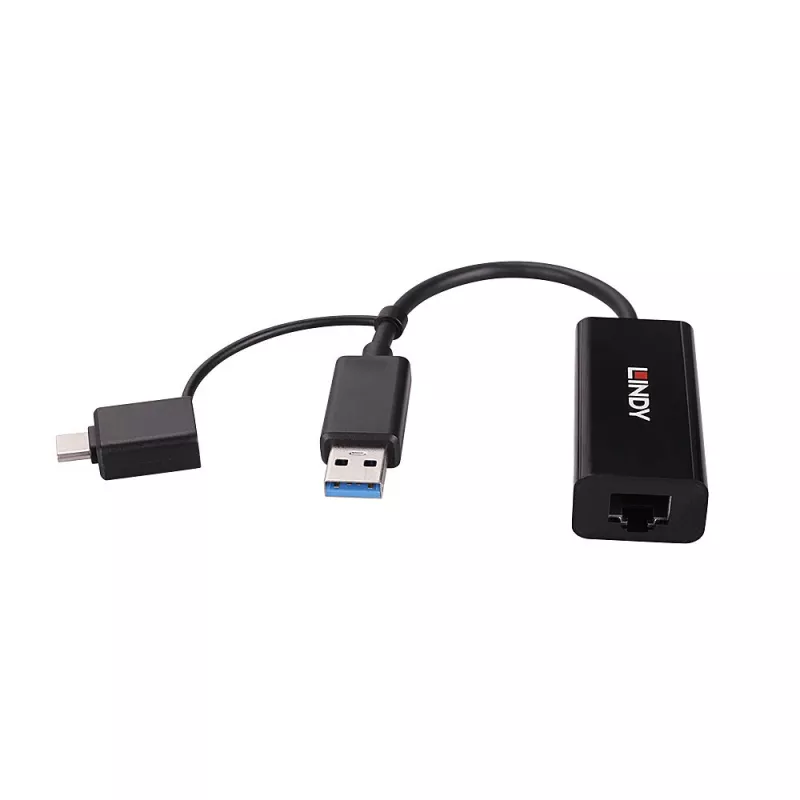 Lindy USB 3.2 Gen 1 Gigabit Ethernet Konverter Kabelgebunden USB Ethernet 5000 Mbit/s Schwarz