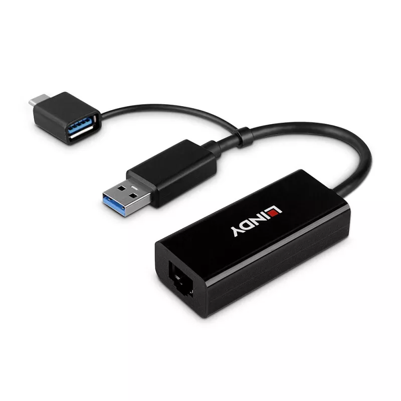 Lindy USB 3.2 Gen 1 Gigabit Ethernet Konverter Kabelgebunden USB Ethernet 5000 Mbit/s Schwarz