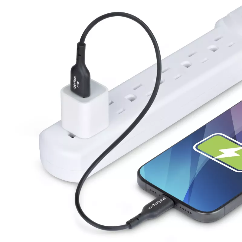 StarTech.com 30cm USB-A auf USB-C Ladekabel, Laden & Sync, 3A, USB 2.0, TPE-Mantel – Schwarz USB-Ladekabel
