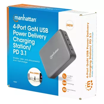 Ladegerät Manhattan Vier USB-C PD Anschlüsse 140W pro Anschluss 240W Gesamt