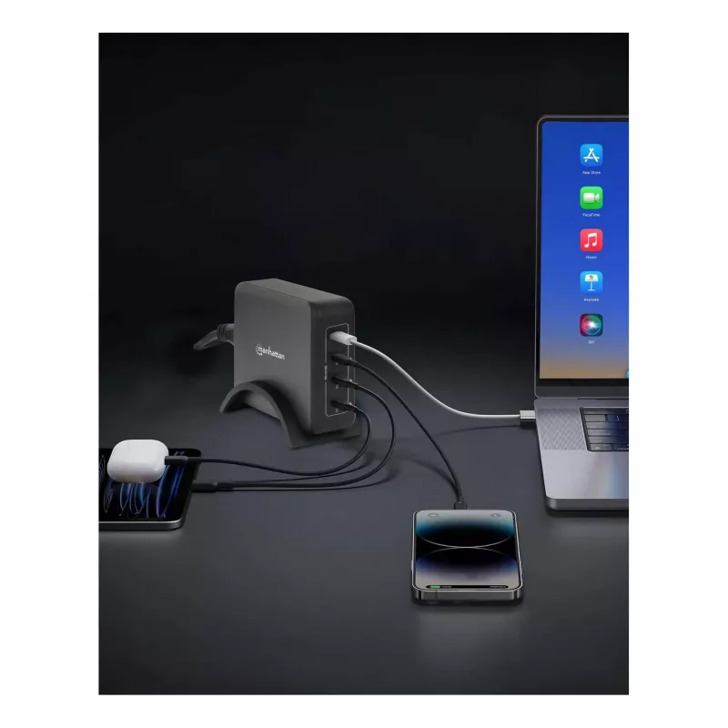 Ladegerät Manhattan Vier USB-C PD Anschlüsse 140W pro Anschluss 240W Gesamt