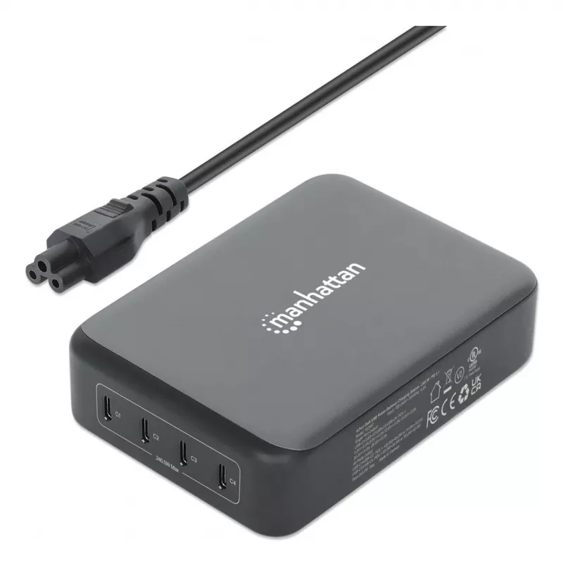 Ladegerät Manhattan Vier USB-C PD Anschlüsse 140W pro Anschluss 240W Gesamt
