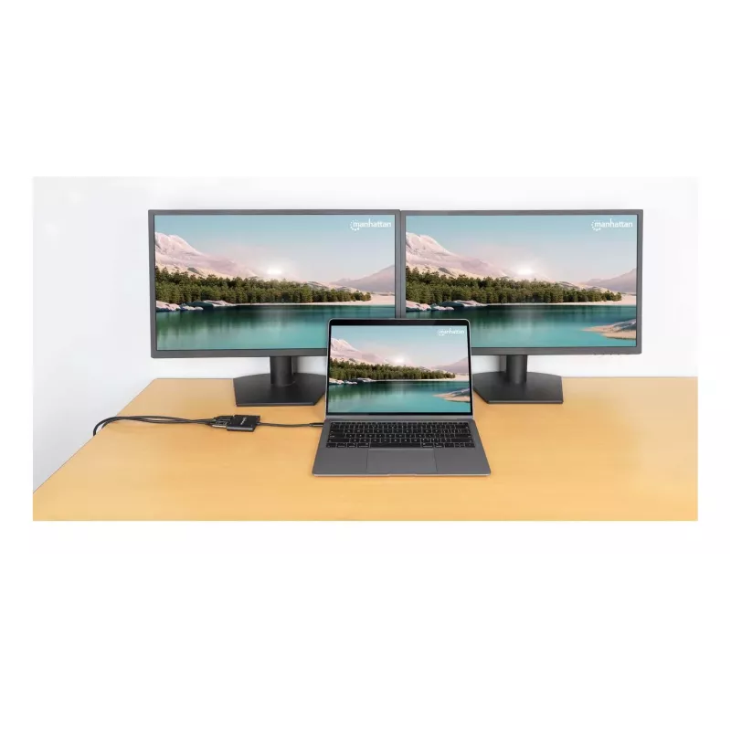 Multiport-Adapter Manhattan 154321 USB Type-C auf 2 HDMI USB-A Power Delivery 100 W