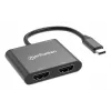 Multiport-Adapter Manhattan 154321 USB Type-C auf 2 HDMI USB-A Power Delivery 100 W