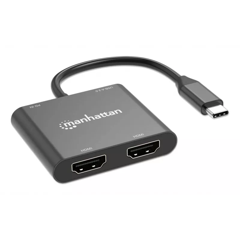Multiport-Adapter Manhattan 154321 USB Type-C auf 2 HDMI USB-A Power Delivery 100 W