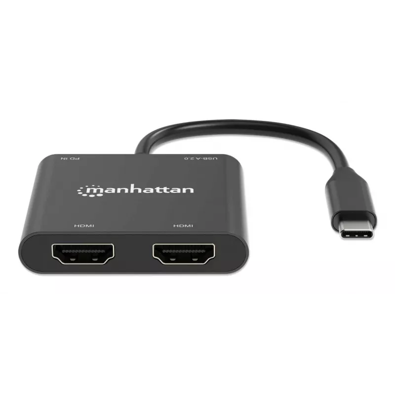 Multiport-Adapter Manhattan 154321 USB Type-C auf 2 HDMI USB-A Power Delivery 100 W