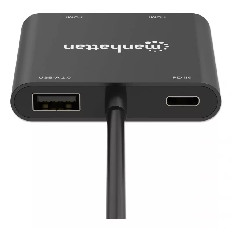Multiport-Adapter Manhattan 154321 USB Type-C auf 2 HDMI USB-A Power Delivery 100 W