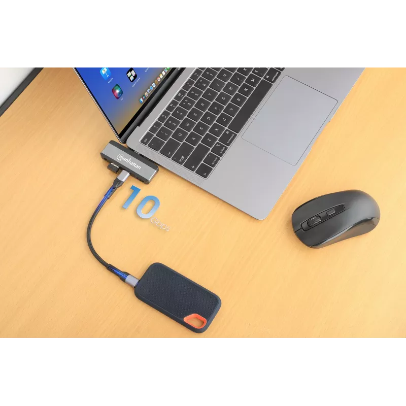 USB-C Travel Dock Manhattan 190404 4 Ports HDMI USB-A USB-C 3,5 mm