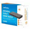 HDMI-Switch 3x1 MANHATTAN 18G Automatisch Manuell IR-Fernbedienung Schwarz