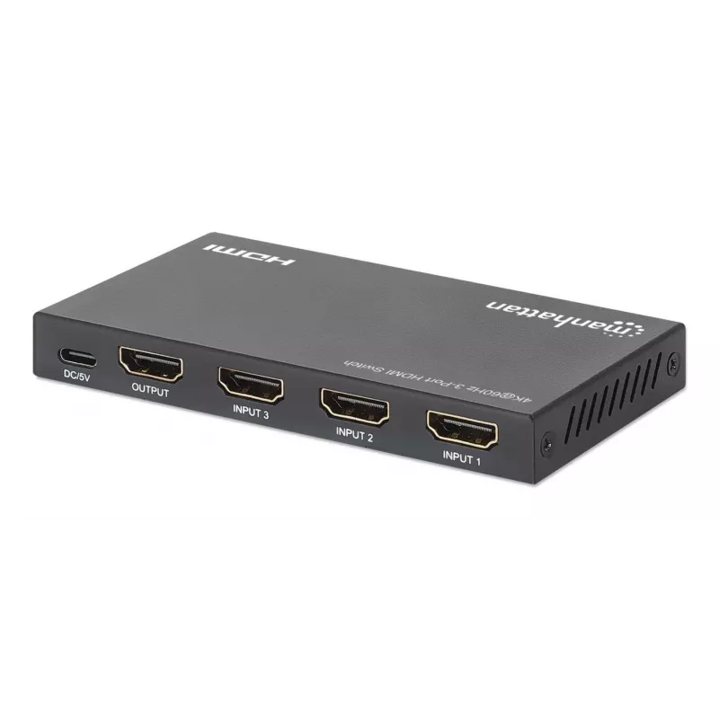 HDMI-Switch 3x1 MANHATTAN 18G Automatisch Manuell IR-Fernbedienung Schwarz
