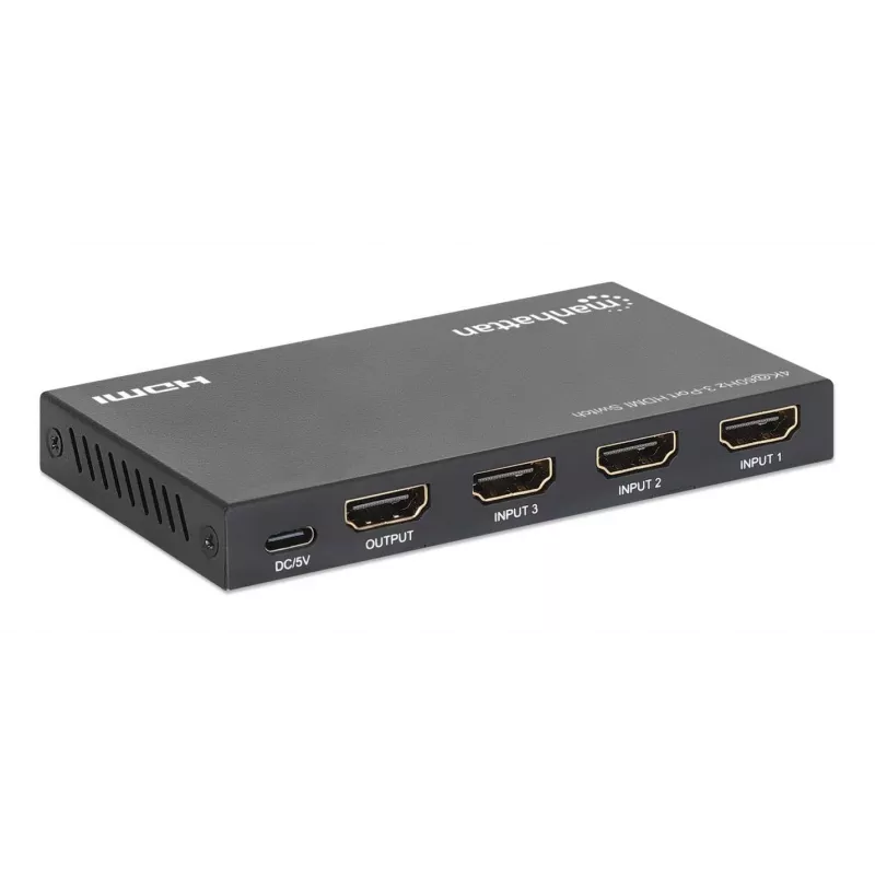 HDMI-Switch 3x1 MANHATTAN 18G Automatisch Manuell IR-Fernbedienung Schwarz