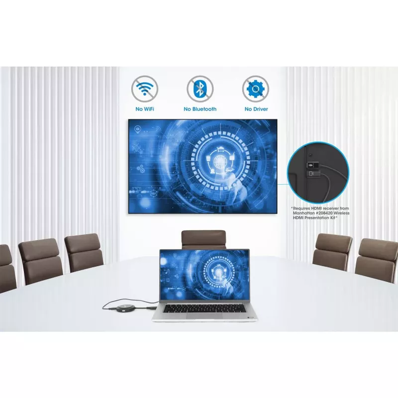 AV-Sender Manhattan 208444 Schwarz 1920x1080 30m Wireless USB-C
