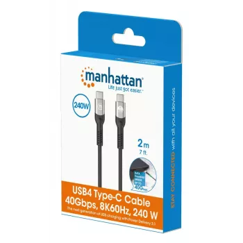 USB-C-Stecker auf USB-C-Stecker Kabel Manhattan 2m USB4 Gen 3x2 8K 60Hz